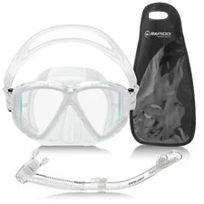 Rapido Italian Design Perfect View Pano Scuba Snorkel Mask Dry Snorkel Set + Bag