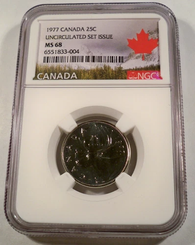 1977 CANADA 25c NGC MS 68 QUARTER UNCIRCULATED MINT SET ISUUE MS68