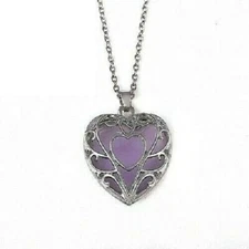 Glow in the Dark 1-1/8" x 1" HEART on HEART Pendant Necklace with 20-22" Chain