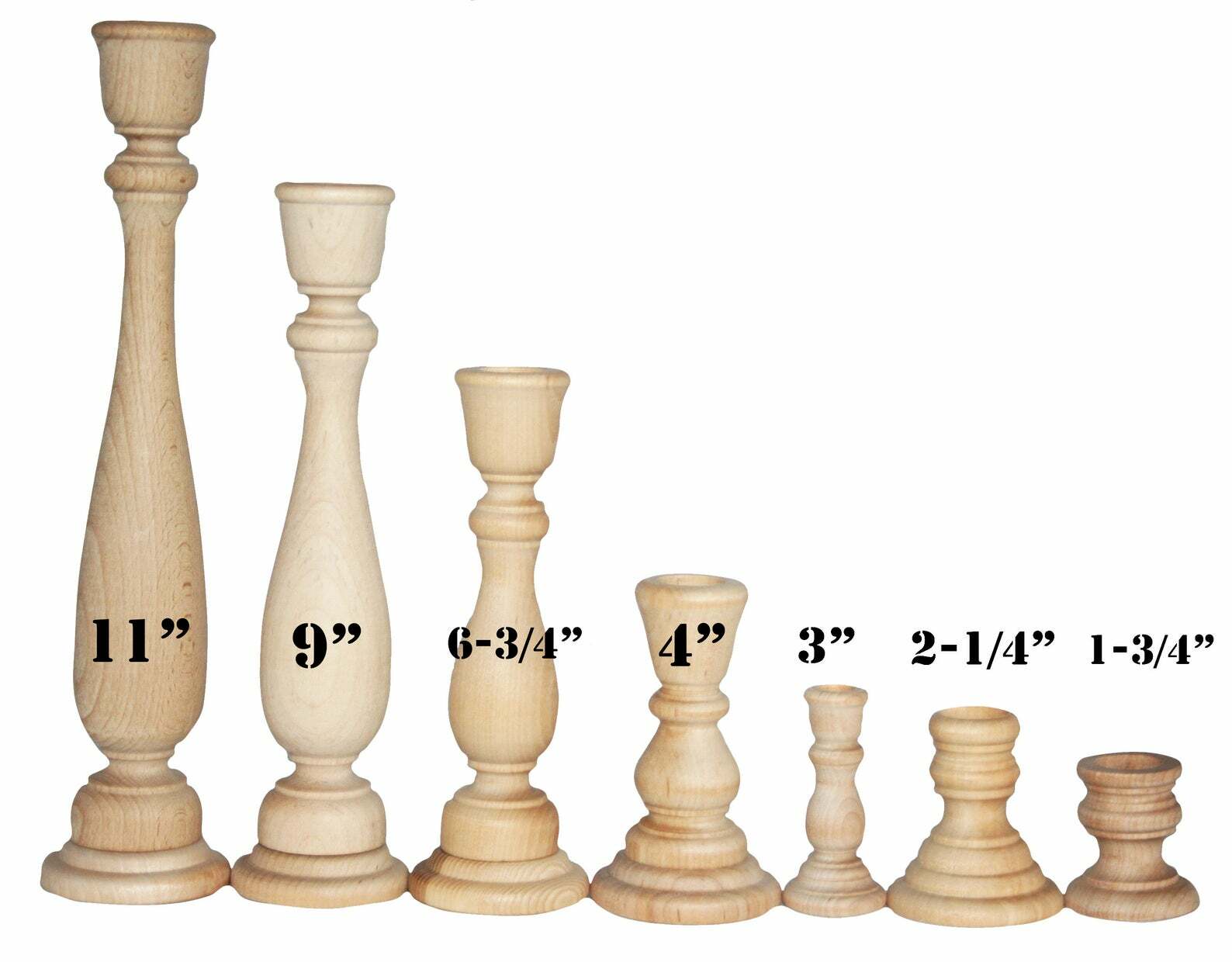 1- Candlestick Holders Unfinished Wood DIY Wedding Accents Home Decor Cake Space