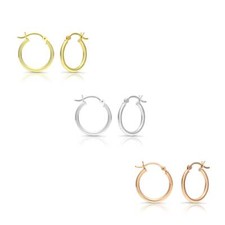 14k Gold Plated Sterling Silver Shiny Polished Hoop Earrings 2mm x 18mm
