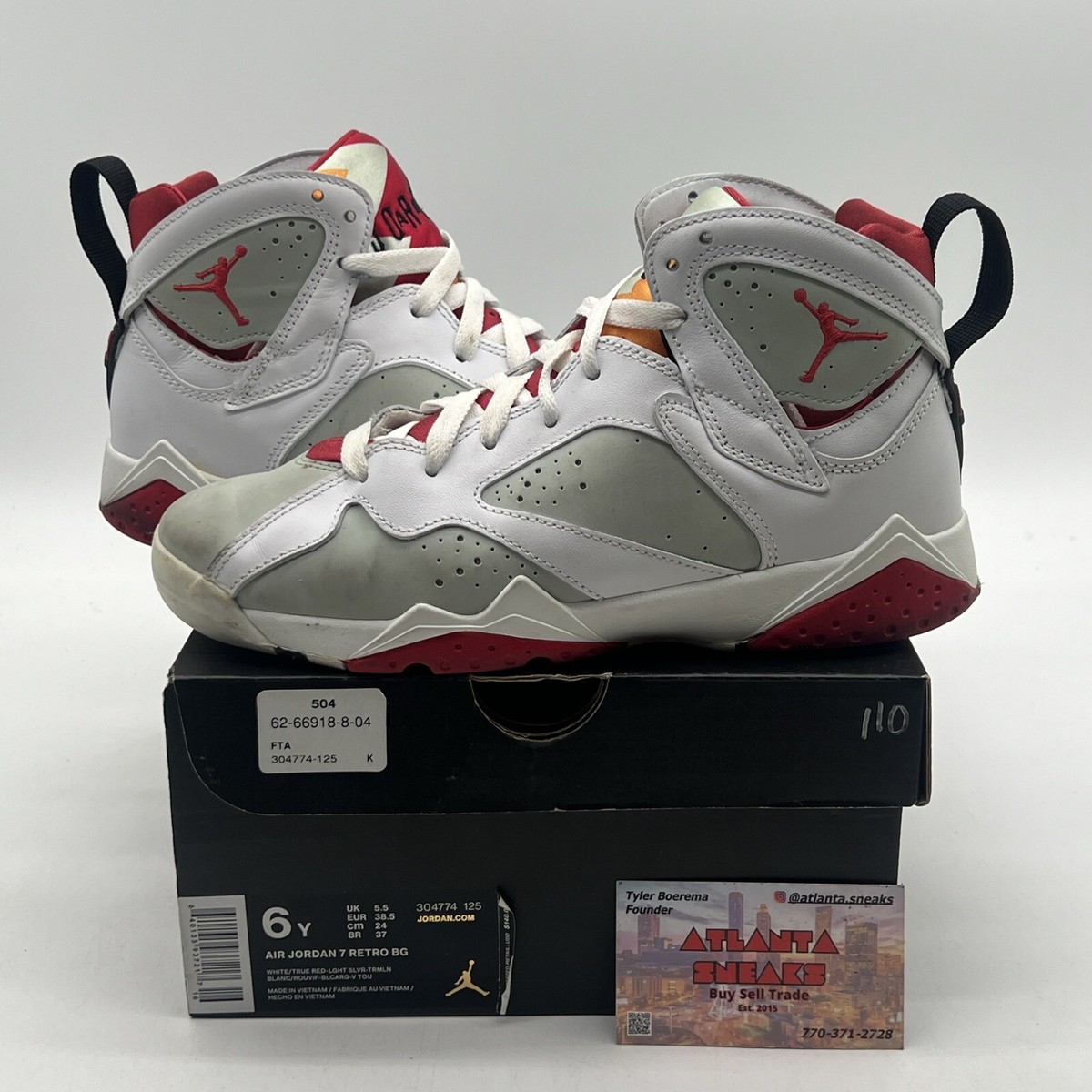 Size 6Y - Air Jordan 7 Retro 2015 Hare Suede White Leather Red