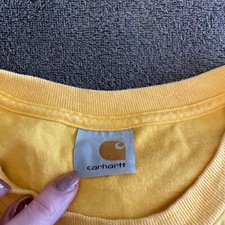 Carhartt Mens 4XL Pocket T-Shirt Yellow Heavyweight Loose Fit