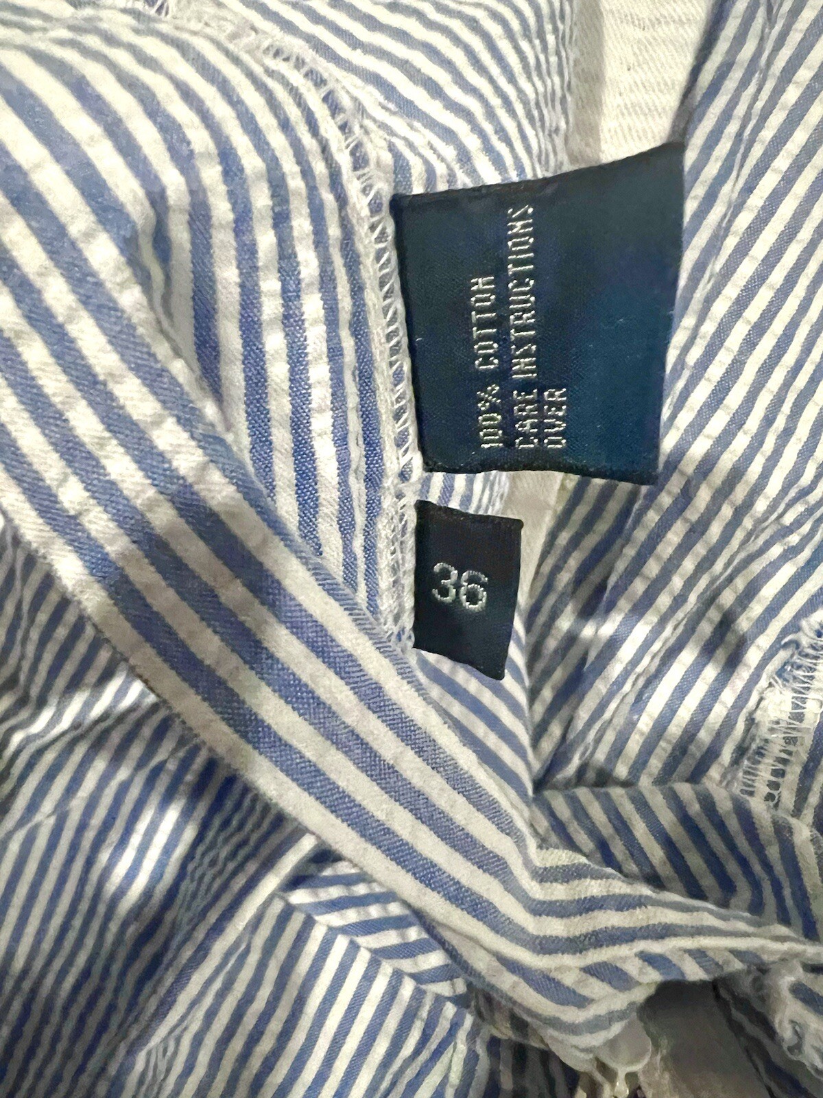 Ralph Lauren Polo Seersucker Shorts Mens 36 Blue White Striped VGC thumbnail 10