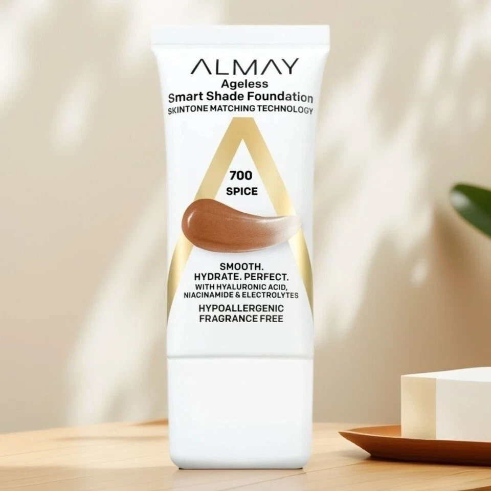 Almay Ageless Smart Shade Liquid Foundation Makeup 700 Spice 1 FL Oz 2 Packs NEW - Image 2 of 3