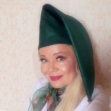 Green Pointed Hat Elf Gnome Pixie Dwarf Noddy Fairy Tale Fancy Dress Costume M