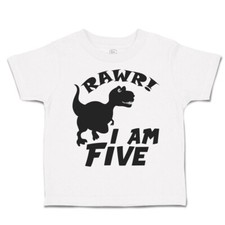 Toddler T-Shirt Rawr I Am 5 Dinosaur Cotton Decorations Boy Girl Clothes Cakes