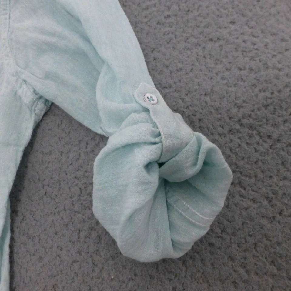 INC International Concepts 小号亚麻棉纽扣卷袖衬衫 — 第 4/4 张图片