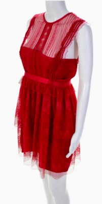 Three Floor Womens Lace Tiered Fearless Dress Red Size 6 | eBay