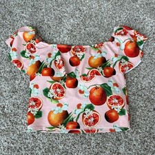 Kortni Jeane Women's Grapefruit Print Off the Shoulder Ruffle Swim Top Medium