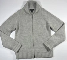 The Men's Store Bloomingdale's 100% Wool Full Zip Sweater Size L Gray Knit Heavy