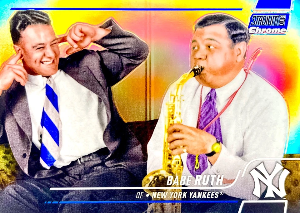 Babe Ruth RARE BLUE REFRACTOR /199 INVESTMENT CARD SSP TOPPS CHROME ROY MINT - Image 2 of 2