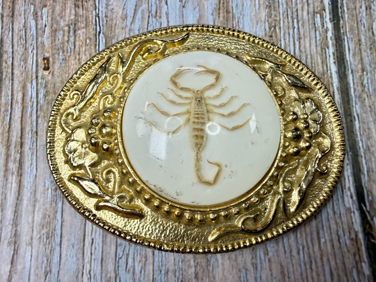 Vintage Genuine Real Scorpion Incased in Resin Oval Western  display picture 2