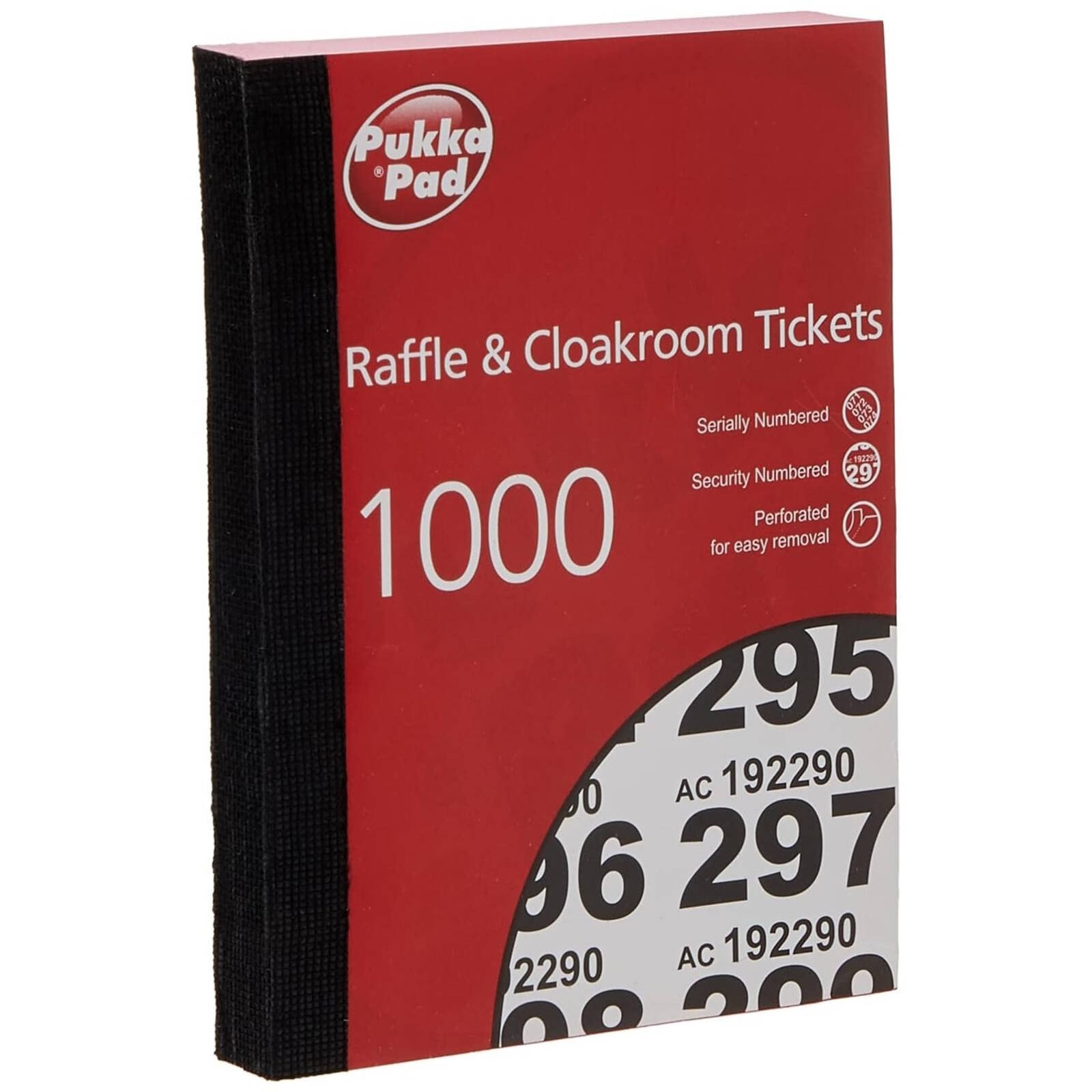 Pukka Raffle & Cloakroom Tickets Numbers 1-1000 Single Book (Random Colour)