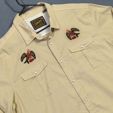 Howler Bros Gaucho Snapshirt Men's XL Tan Frigate Bird Western Cowboy Vented