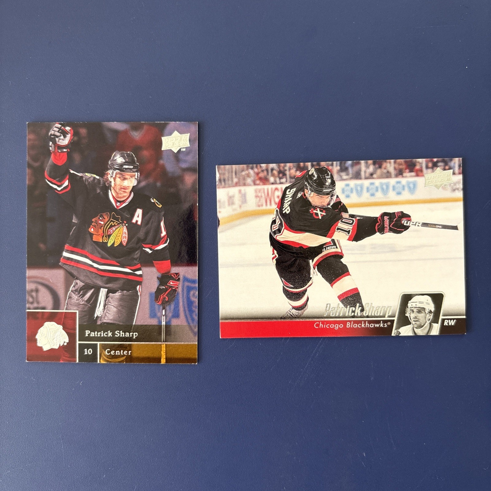 2 Upper Deck Patrick Sharp Cards Chicago Blackhawks 2009 & 2011 #109 & #290