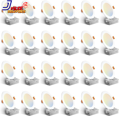 Amico 24 Pack 6 Inch 5CCT Ultra-Thin LED Recessed Ceiling Light with Junction