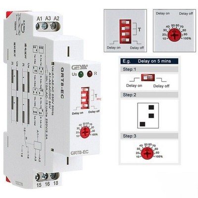 Multifunctional On Off Time Delay Relay 10A DC24V AC220V Adjustable Timer Time