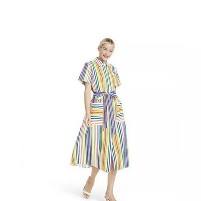 Striped Short Sleeve Shirt Dress SZ 6 teacher Mrs frizzle magic school bus color