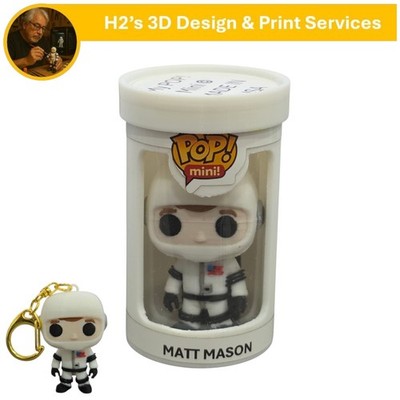 Custom Mini Pop Major Matt Mason Figure   2'' Key Chain with Display Cylinder