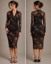 Ted Baker Mesh Maxi Shirtdress   Vibrant Noir Garden   Size 6 Fits M  XL NWT