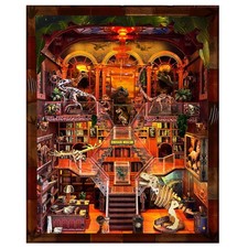 Book Nook Kit - DIY 3D Wooden Puzzle Miniature House with LED Lights - Creati...