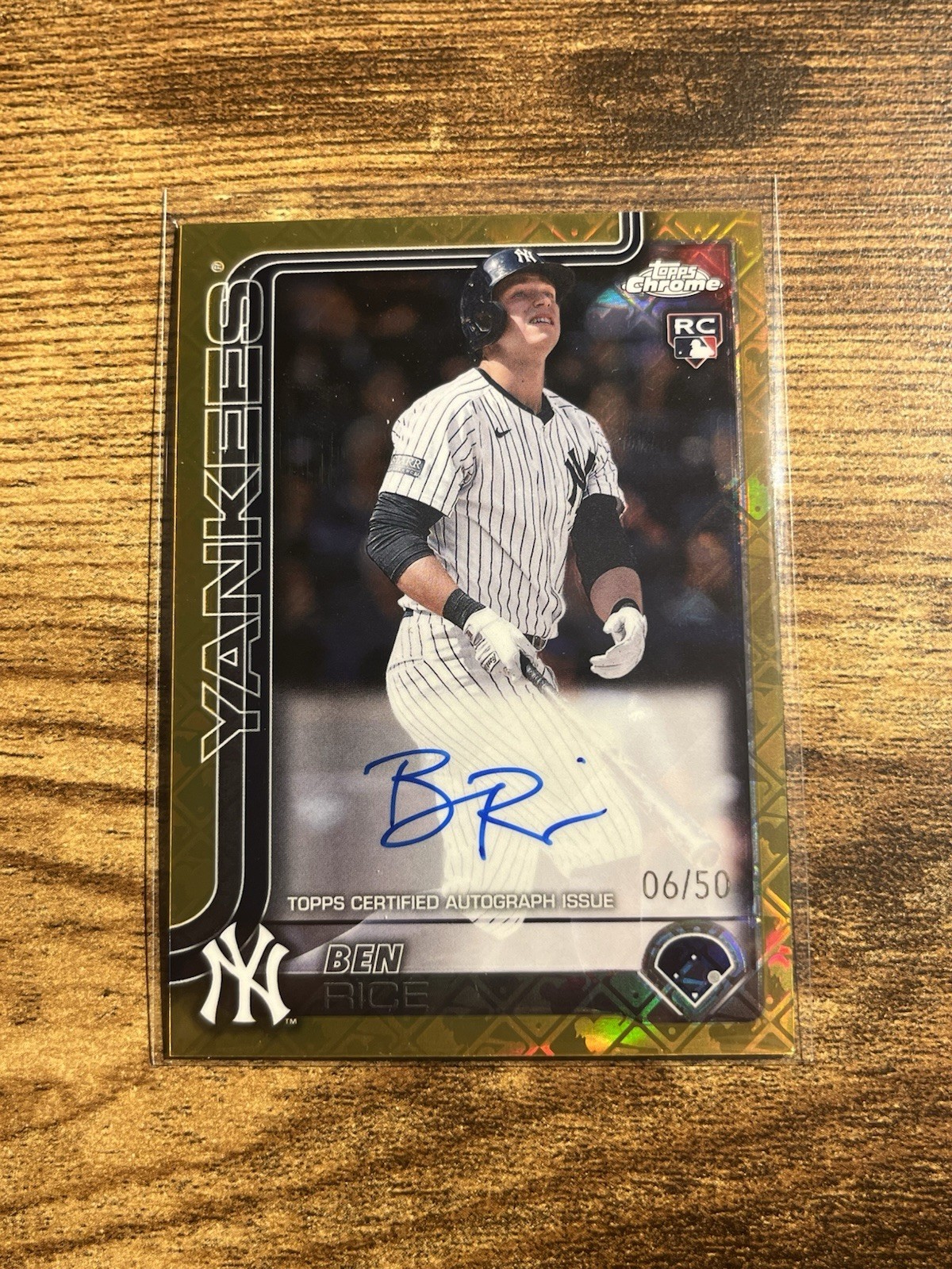 2025 Topps Chrome - Rookie Autographs Ben Rice #RA-BR Gold Logofractor /50 Auto