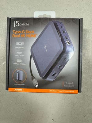 J5 Create USB-C Dock Dual 4K HDMI Port Hub 12-in-1 (JCD3198) 'NIB