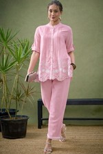Indian Ethnic Cotton Kurta Pant Cord Set Women Office Wear Top Tunic Kurti Set