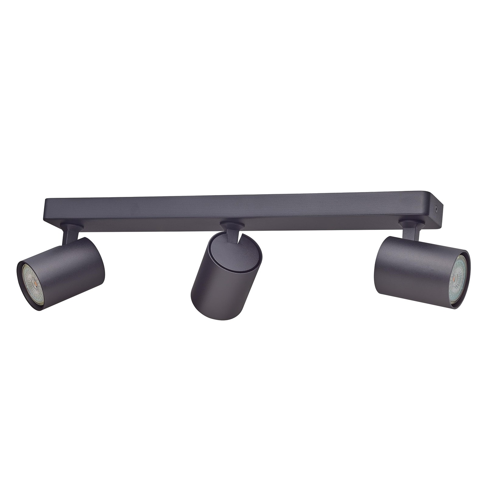 Spot de plafond 3 flammes GU10 Oktaplex Bora en aluminium gris de 45 cm pour salon