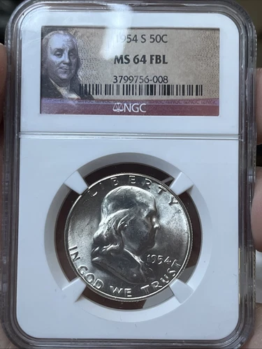 1954 S Franklin Half Dollar NGC MS64 FBL