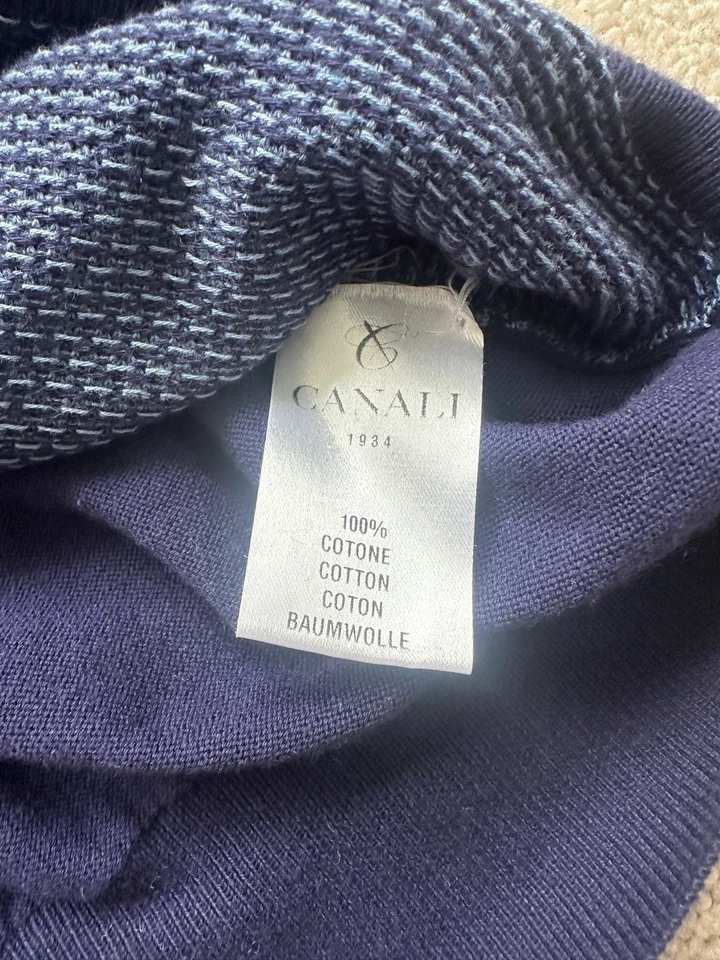 Preowned Canali Cardigan Blue Cotton Knit - Men's Size IT 50 / Large - Image 4 of 4