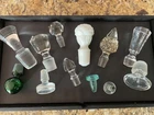 Antique Milk Glass Green Bubble Perfume Decanter Medicine Stoppers