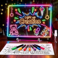 LED Drawing Board for Kids,13.7" USB Light Up Tracing Tablet Full Art Set wit...