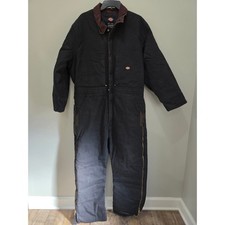 Dickies Mens Black Duck Canvas Insulated Quilted Coveralls LSH Size Large GC