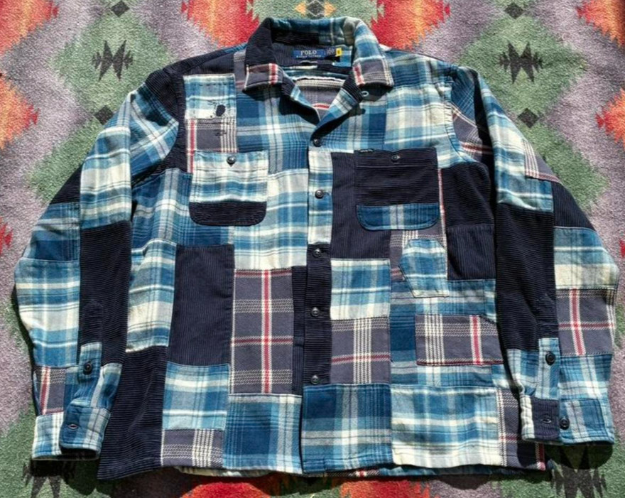 Polo Ralph Lauren Sportsman Southwestern Flannel Patchwork Jacket Shirt  sz   L image 5