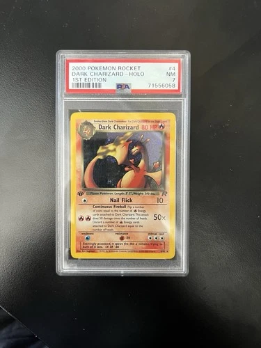 2000 POKEMON ROCKET DARK CHARIZARD HOLO #4 1ST EDITION NM-MINT PSA 7