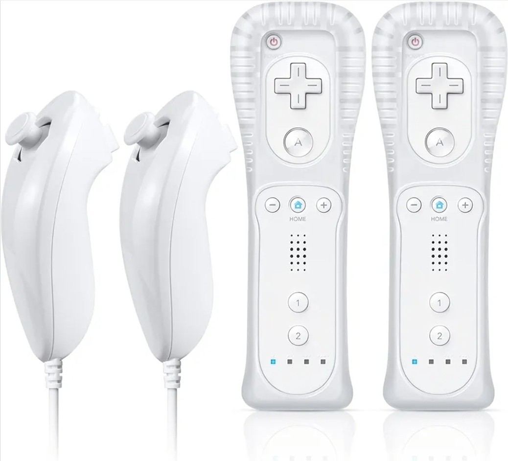 Remote Controller with Nunchuck, Comp. with Nintendo Wii/Wii U, 2 Pack (White)