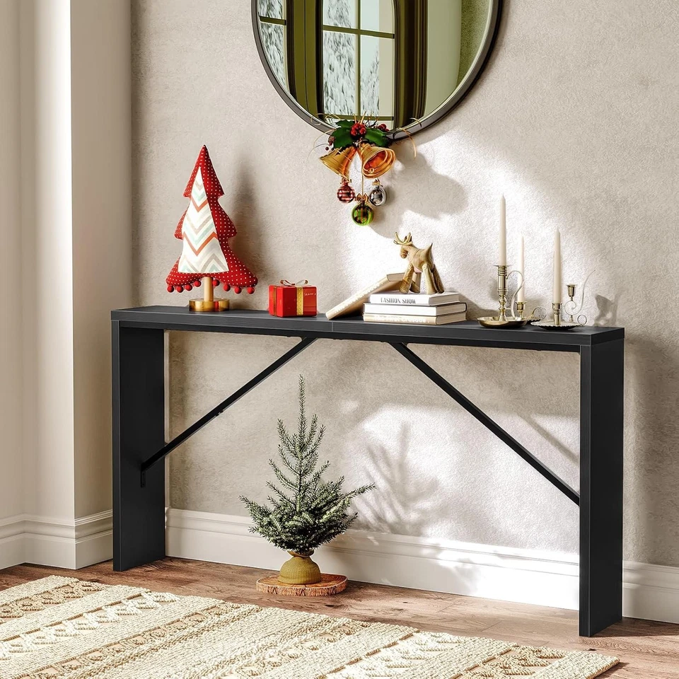 Console Table, 62.2" Long Sofa Table behind Couch, Narrow Entryway Table, Farmho - Image 2 of 4