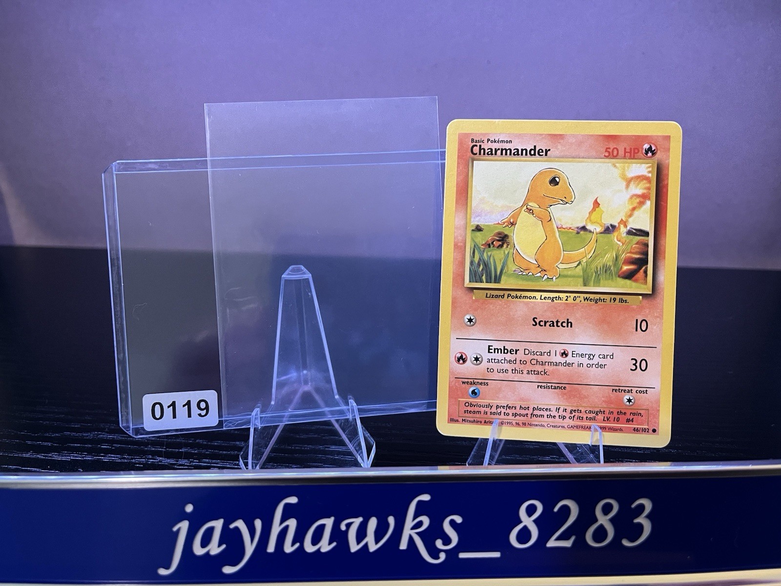 Pokemon 1999 Vintage Charmander 46/102 Base Set English LP Excellent Condition