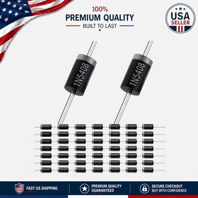Compact 50pcs Rectifier Diodes - 3A 1000V DO-201AD for Versatile Applications