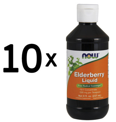 10 x NOW Foods Elderberry Liquid - 237 ml. (50,63 EUR/L)