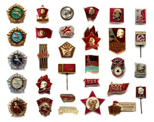 30er Set Pin Anstecker Original Sowjetrussland UdSSR Lenin Kommunist, Sichelh...