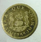 1755 Mexico Silver 1 Real Pillar Type Spanish Colonial Coin