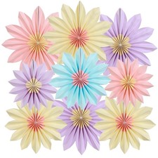 Sunflower Party Decorations Pastel Paper Fans Party Decor Summer Beige Spring...