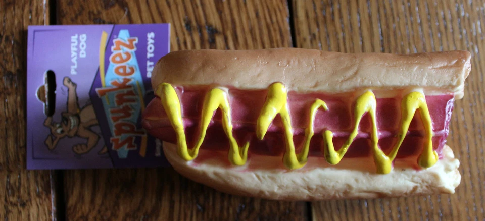 Nuevo juguete divertido de 5" Hotdog con mordedura de plástico perro cachorro mascota buscar jugar a la dentición Foto 2 de 2