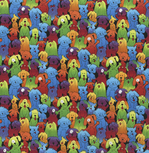 1/2 Meter Colourful Rainbow Dog Packed Nursery Sewing Quilting Fabric - Picture 2 of 4