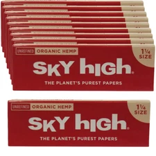 SKY HIGH 1 1/4" Organic Rolling Papers (10 Booklets - 400 Rolling Papers)