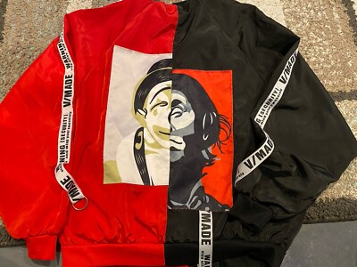 Vmade V-made Bomber Style Windbreaker Black Red Jacket XL