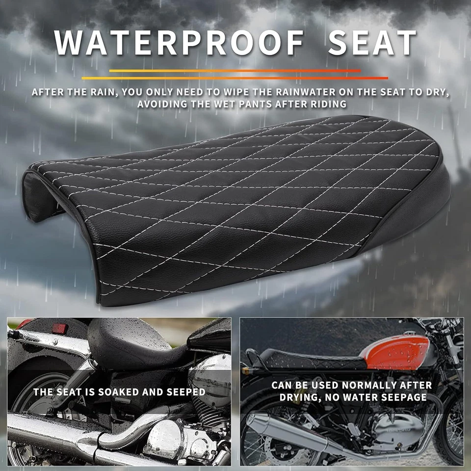 Sillín plano asiento café corredor motocicleta para Triumph Street Twin Bonneville personalizado Foto 4 de 4